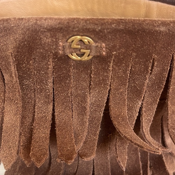 Gucci kids fringe suede brown boot - Picture 3 of 5